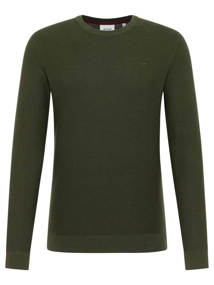 Pull en coton kaki uni avec...