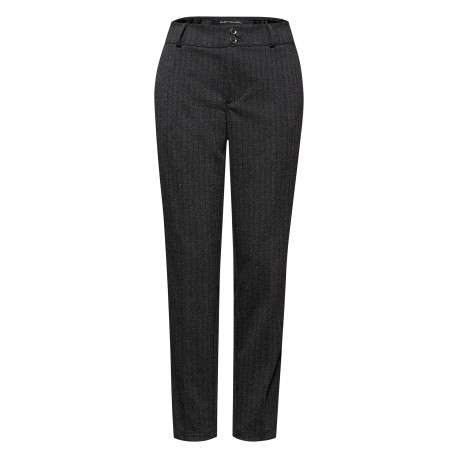 Pantalon noir imprimé chevrons avec une coupe chino à zip et et à boutons