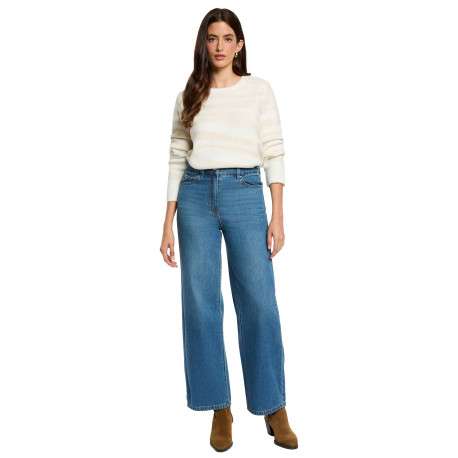 Pull écru orné d'un motif zébré et pourvu d'un col rond côtelé - Image 5