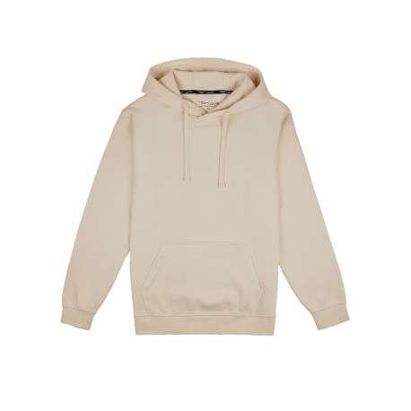 Sweat à capuche en coton mélangé ecru uni coupe droite col à capuche