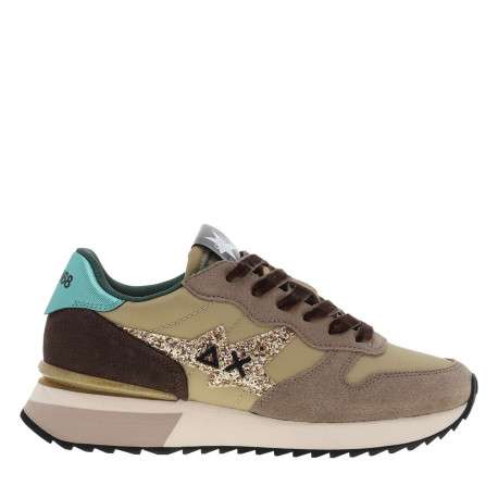 Baskets running taupe à talon plat avec un patch de la marque sur la languette - Image 2