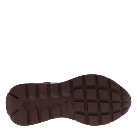 Baskets beiges en cuir à talon plat avec des lacets et logo brodé bleu clair - Image 5
