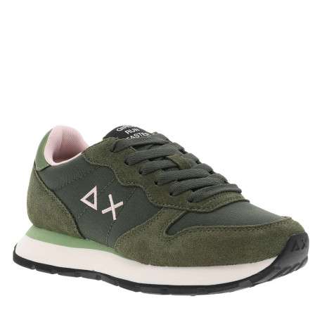 Baskets running kaki à talon plat avec un logo brodé aux côtés - Image 3