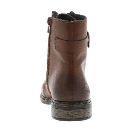 Bottines cognac à talon décroché bas avec des lacets et un zip latéral - Image 6