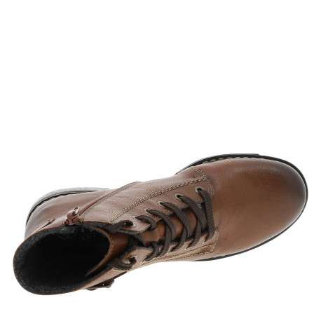 Bottines cognac à talon décroché bas avec des lacets et un zip latéral - Image 4