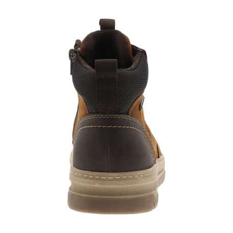 Baskets en cuir noisette à talon plat avec un zip et des lacets ronds - Image 6