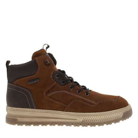 Baskets en cuir noisette à talon plat avec un zip et des lacets ronds - Image 2