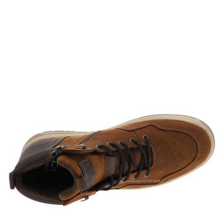 Baskets en cuir noisette à talon plat avec un zip et des lacets ronds - Image 4
