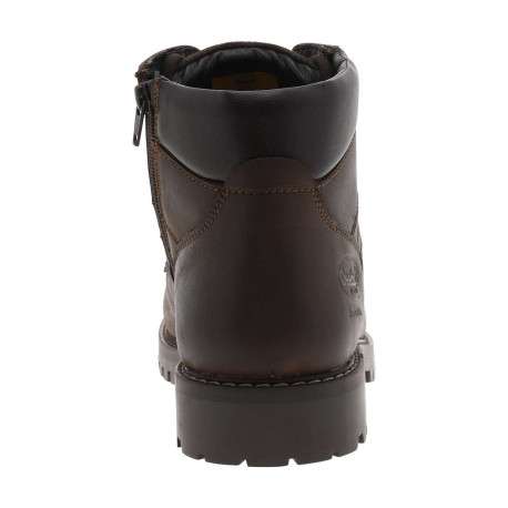 Bottines en cuir café à talon décroché bas avec un zip et des lacets ronds - Image 6