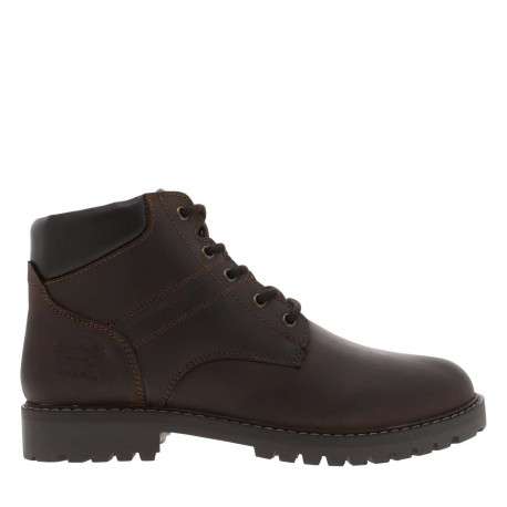 Bottines en cuir café à talon décroché bas avec un zip et des lacets ronds - Image 2