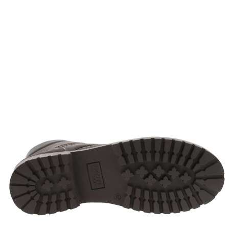 Bottines en cuir café à talon décroché bas avec un zip et des lacets ronds - Image 5