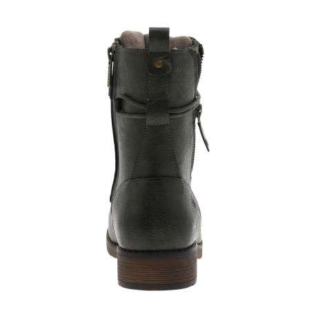 Bottines kaki à talon décroché bas avec un zip et des lacets ronds - Image 6