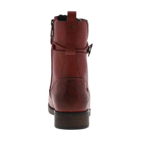 Bottines rouges à talon décroché bas avec un zip et des lacets ronds - Image 6