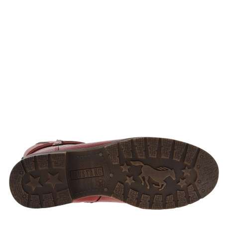 Bottines rouges à talon décroché bas avec un zip et des lacets ronds - Image 5
