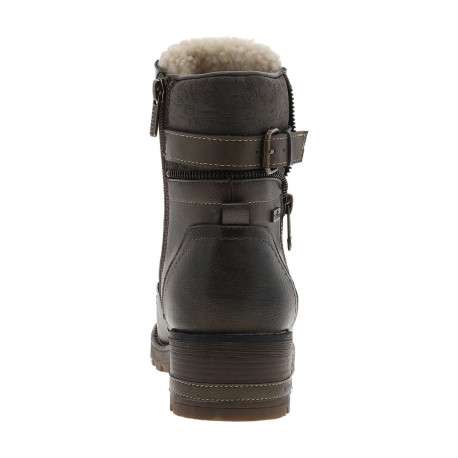 Bottines taupe à talon décroché bas avec des lacets plats et un zip - Image 6