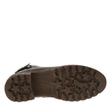 Bottines taupe à talon décroché bas avec des lacets plats et un zip - Image 5