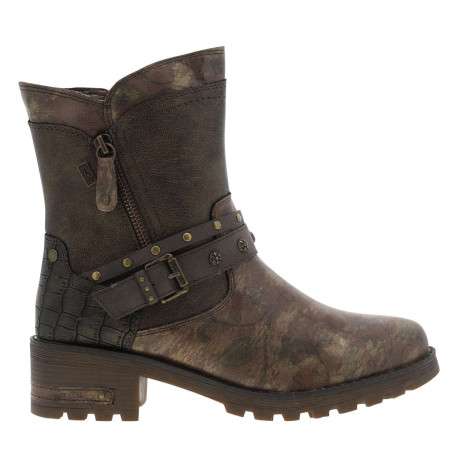 Boots bronze à talon décroché moyen avec des motifs floraux sur l'empeigne - Image 2