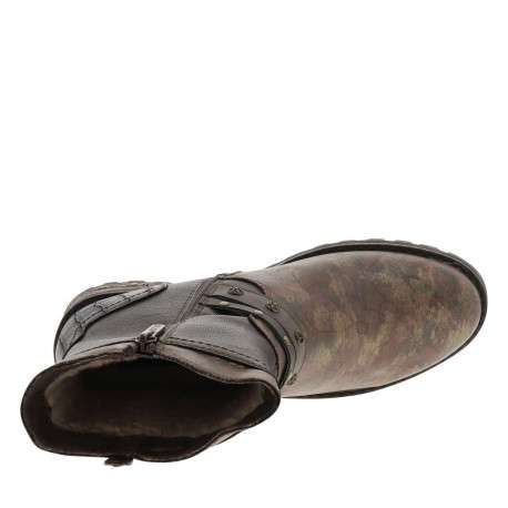 Boots bronze à talon décroché moyen avec des motifs floraux sur l'empeigne - Image 4