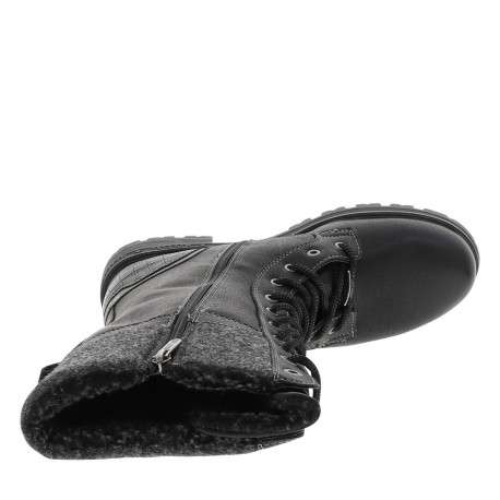 Bottes noires à talon décroché bas avec un zip et des lacets ronds - Image 4