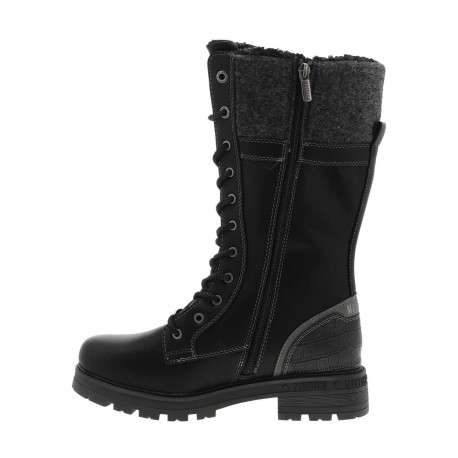 Bottes noires à talon décroché bas avec un zip et des lacets ronds