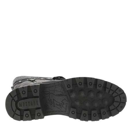 Bottes noires à talon décroché bas avec un zip et des lacets ronds - Image 5