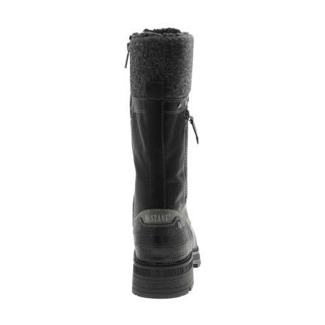 Bottes noires à talon décroché bas avec un zip et des lacets ronds - Image 6