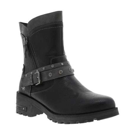 Boots noires à talon décroché moyen avec un zip et une semelle crantée - Image 3
