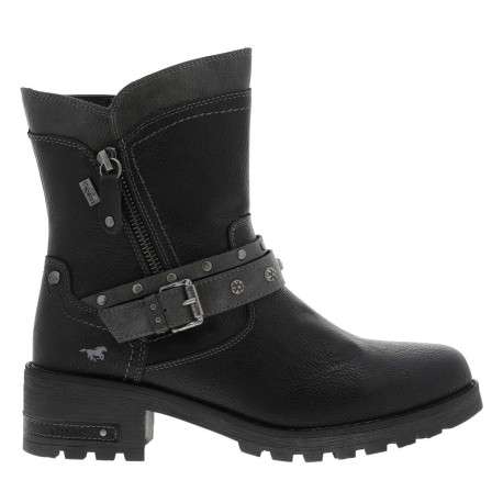 Boots noires à talon décroché moyen avec un zip et une semelle crantée - Image 2