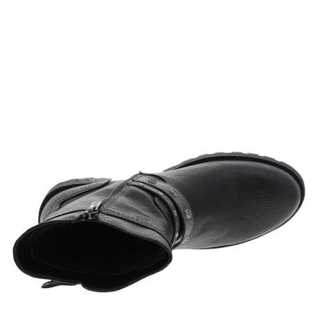 Boots noires à talon décroché moyen avec un zip et une semelle crantée - Image 4
