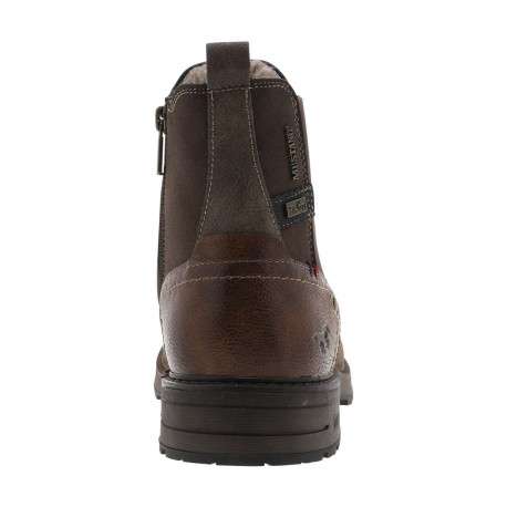 Boots chocolat à talon décroché bas avec un zip et un soufflet élastiqué - Image 6