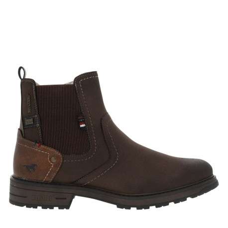 Boots chocolat à talon décroché bas avec un zip et un soufflet élastiqué - Image 2