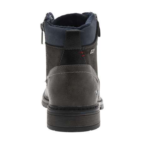Bottines grises à talon décroché bas avec un logo embossé au talon - Image 6