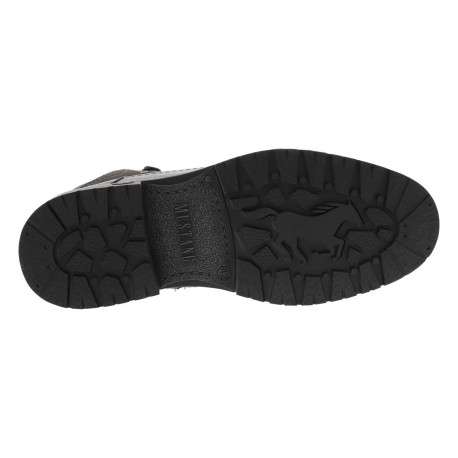 Bottines grises à talon décroché bas avec un logo embossé au talon - Image 5