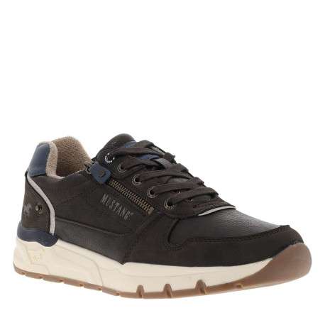Baskets café à talon plat avec des lacets et un zip latéral - Image 3