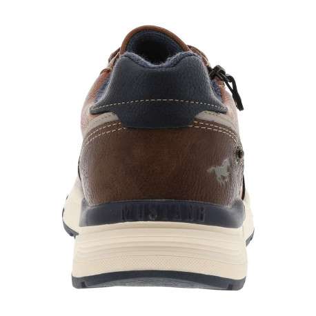 Baskets cognac à talon plat avec des lacets et un zip latéral - Image 6