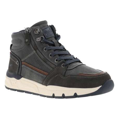 Baskets running grises à talon plat avec un zip et des lacets ronds - Image 3