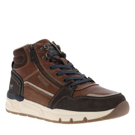 Baskets cognac à talon plat avec des lacets et un zip latéral - Image 3