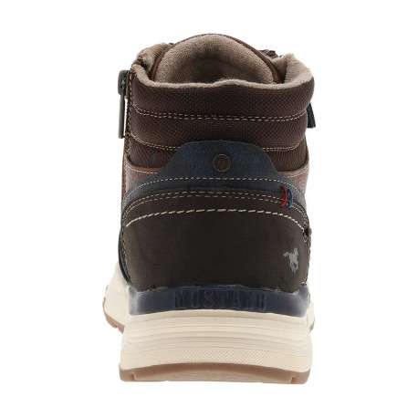 Baskets cognac à talon plat avec des lacets et un zip latéral - Image 6