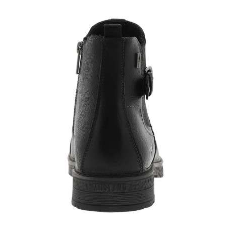 Boots noires à talon plat avec un zip et un soufflet élastiqué - Image 6