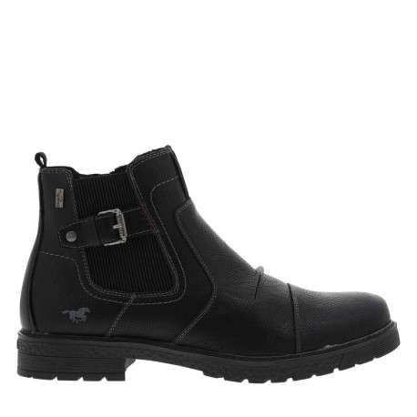 Boots noires à talon plat avec un zip et un soufflet élastiqué - Image 2