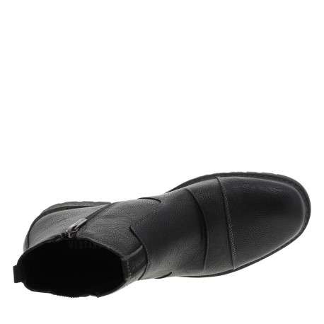 Boots noires à talon plat avec un zip et un soufflet élastiqué - Image 4