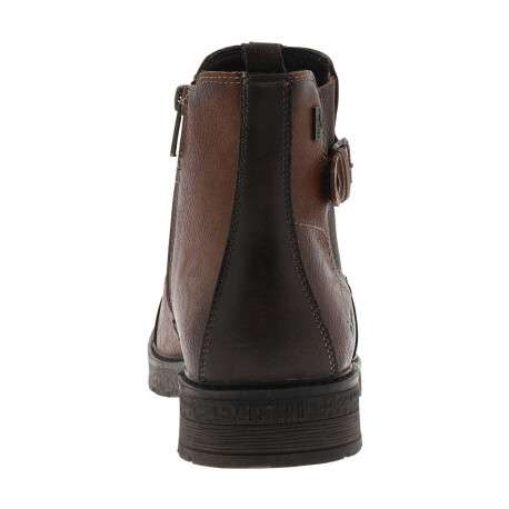 Boots brunes à talon décroché bas avec un zip et un soufflet élastiqué - Image 6