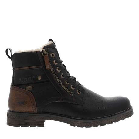 Bottines noires avec une doublure en maille sherpa et un zip latéral - Image 2
