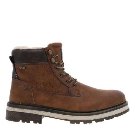Bottines brunes à talon décroché bas avec une doublure en maille sherpa - Image 2