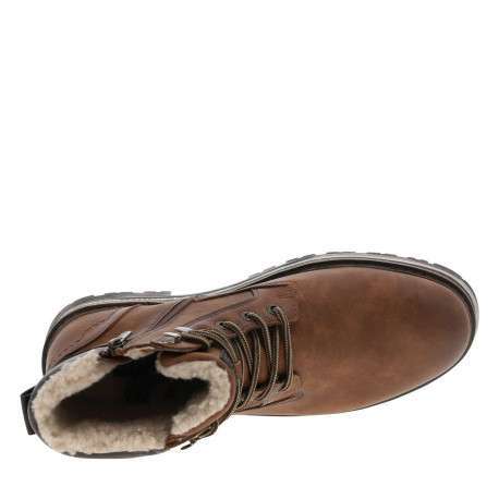 Bottines brunes à talon décroché bas avec une doublure en maille sherpa - Image 4