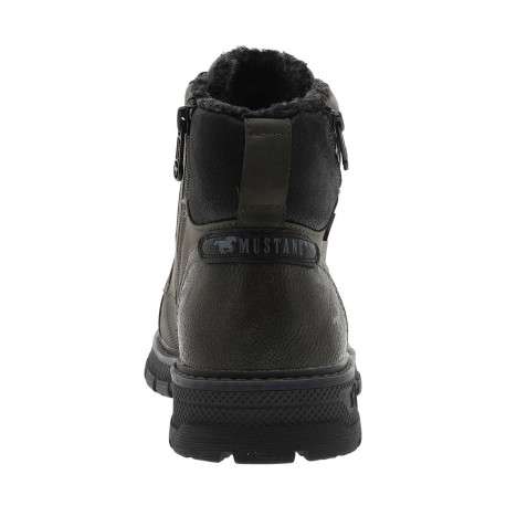 Bottines kaki à talon décroché bas avec un zip et des lacets ronds - Image 6