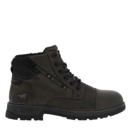 Bottines kaki à talon décroché bas avec un zip et des lacets ronds - Image 2