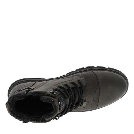 Bottines kaki à talon décroché bas avec un zip et des lacets ronds - Image 4