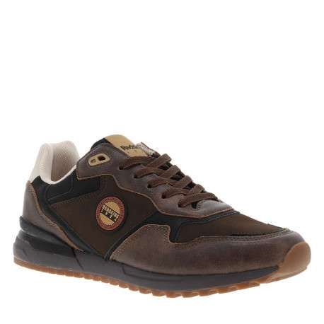 Sneakers brunes à talon plat avec des lacets avec patch côté externe - Image 3