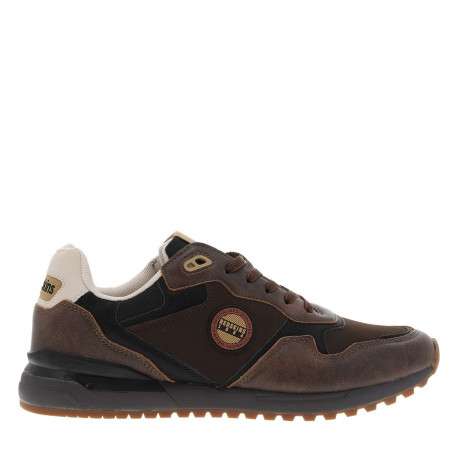 Sneakers brunes à talon plat avec des lacets avec patch côté externe - Image 2